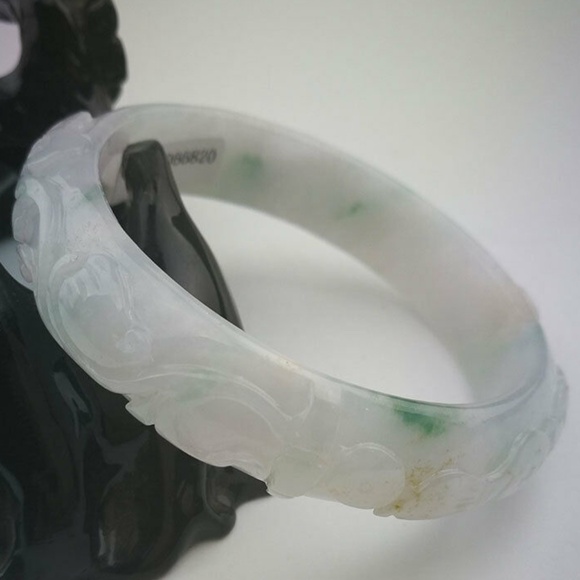 NATURAL CARVING GRADE A GREEN JADE JADEITE BRACELET BANGLE 57MM - Picture 4 of 7